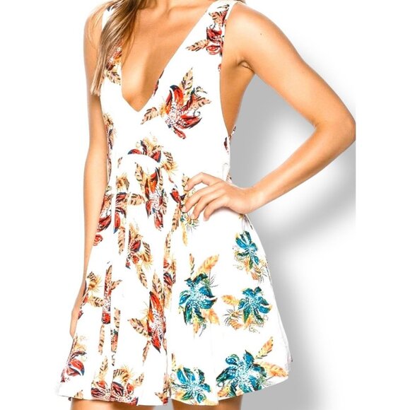 Free People Thought I Was Dreamin Boho Floral Mesh Strappy Back Mini Dress XS - Picture 2 of 15